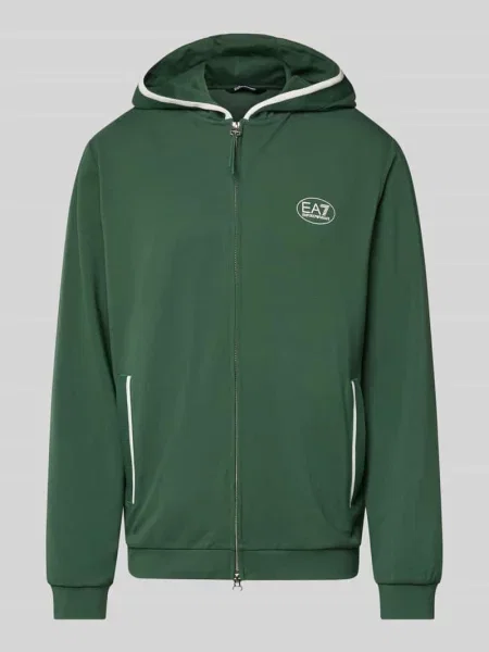 Bluza rozpinana z logo i dwustronnym zamkiem błyskawicznym Ea7 Emporio Armani zielona
