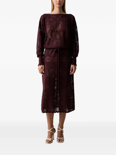 Rochie midi Twinset tricotate cu cordon violet