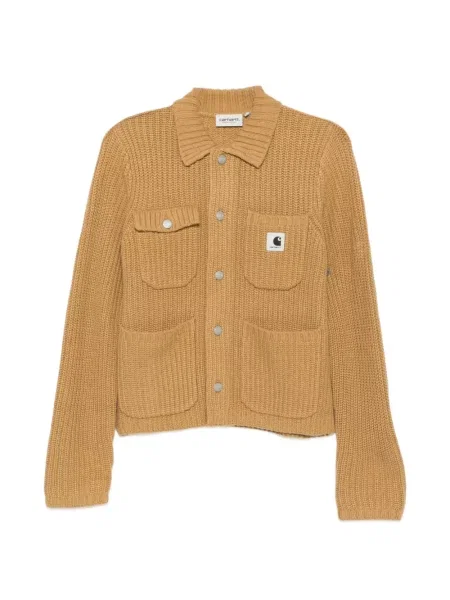 Cardigan Carhartt Wip tricotate cu autograf maro