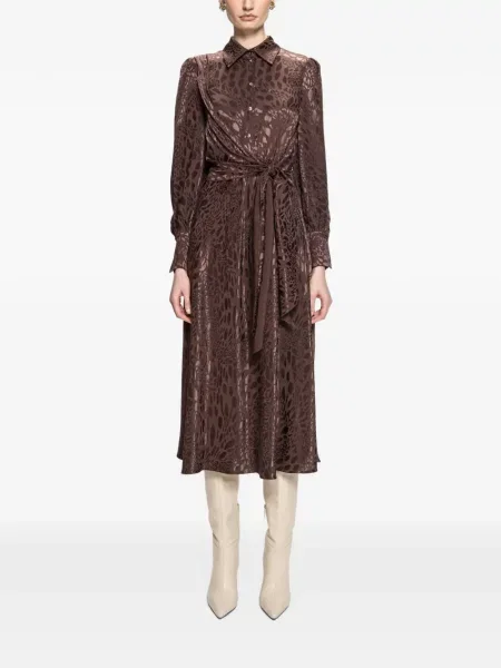 Rochie midi Nissa cu imagine cu model leopard maro