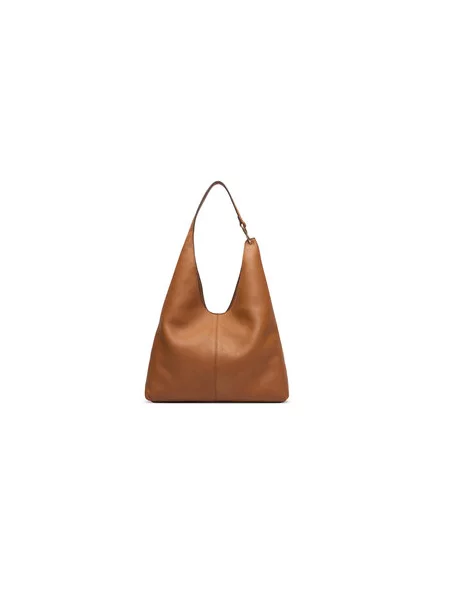 Torbica Calvin Klein Slouchy Leather Md Shoulder Bag Zelena smeđa