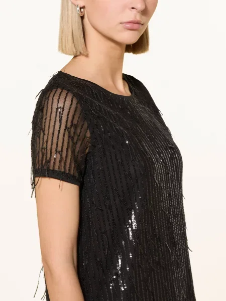 Darling Harbour Šaty Ze Síťoviny S Flitry black černé