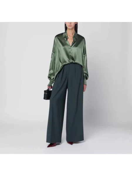 Spodnie Dries Van Noten wełniane zielone