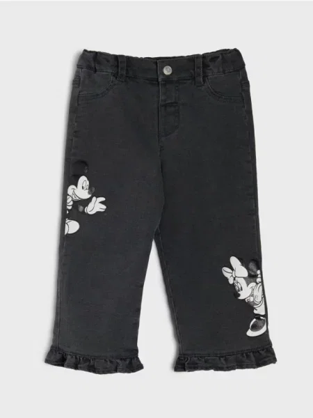 Sinsay Džíny wide leg Mickey and Minnie šedá