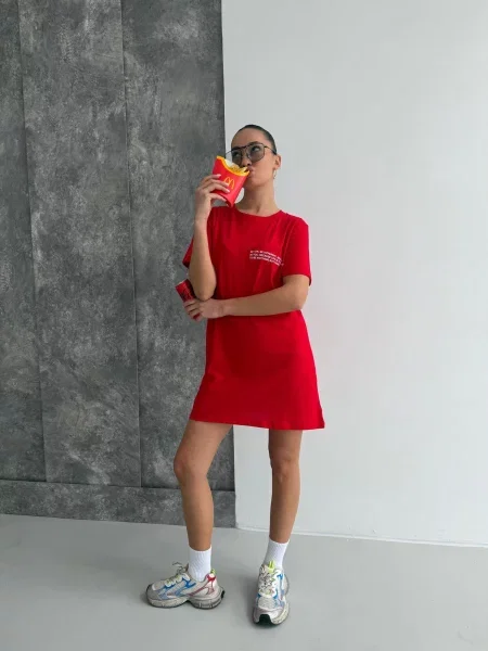 Сукня-футболка Cosy бавовна/еластан червоний