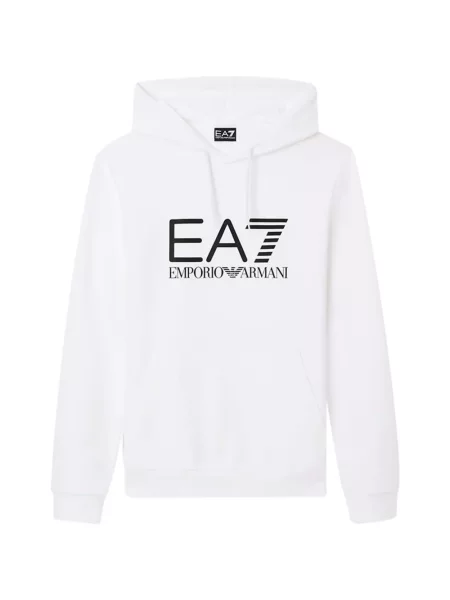Hanorac cu glugă Ea7 Emporio Armani cu imagine cu cordon alb