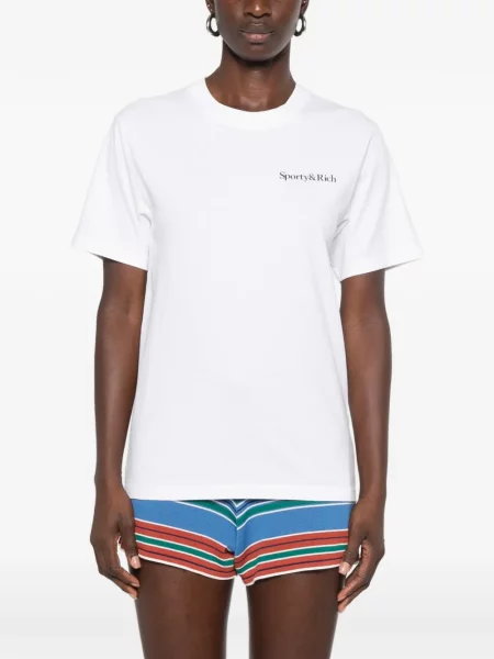 Tricou Sporty & Rich cu imagine alb