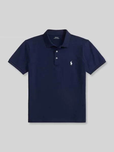 Koszulka polo o kroju slim fit z mieszanki bawełny Polo Ralph Lauren granatowa