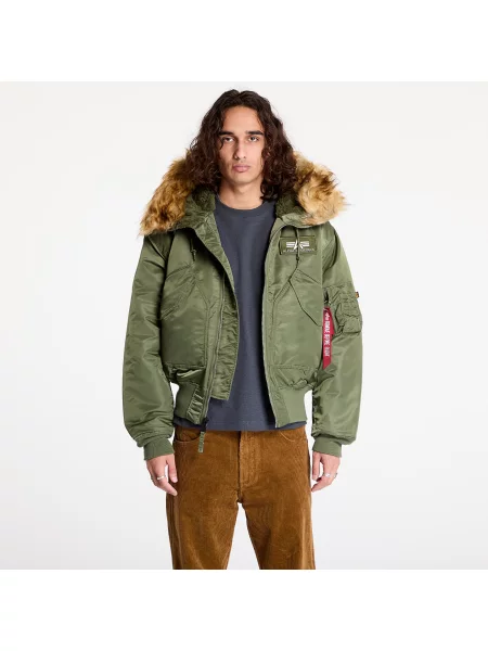 Jachetă Alpha Industries Hooded Sage-Green M verde