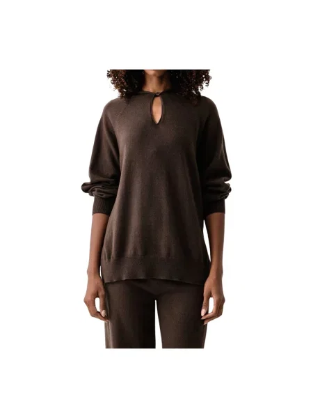 Sweter Max Mara z kapturem brązowy