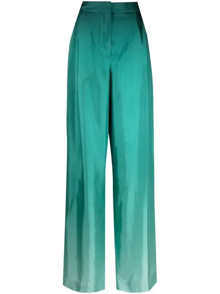 Pantaloni Oscar De La Renta de mătase verde