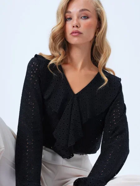 Trend Alaçatı Stili Bluză negru