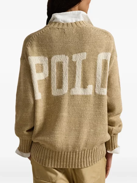 Vunena majica Polo Ralph Lauren s okruglim izrezom iznad koljena narančasta