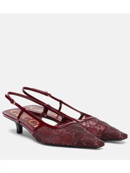 Lodičky Gucci se síťovinou s otevřenou patou červené