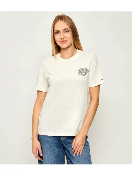 Tommy Jeans tricou din bej