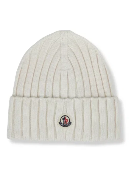 Czapka Moncler wełniana z logo biała