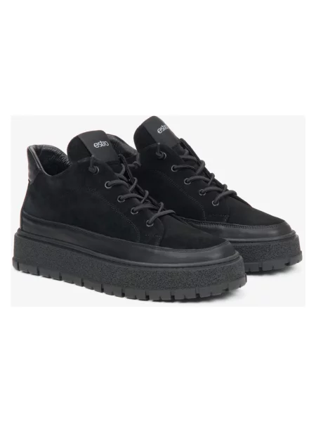 Sneakersy Estro skórzane czarne