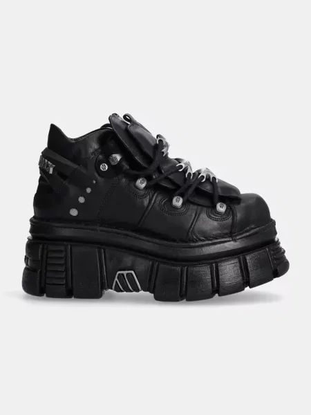 New Rock sneakers din piele Negro + Nomada Negro + Tower Negro Lateral negru