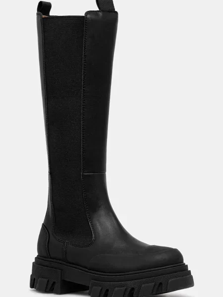 GANNI cizme Cleated High Chelsea Boot cu plat negru