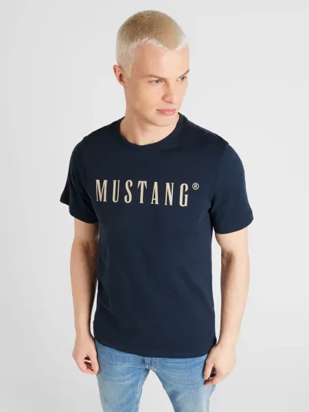 Mustang Tricou Austin Bleumarin Regular Fit alb
