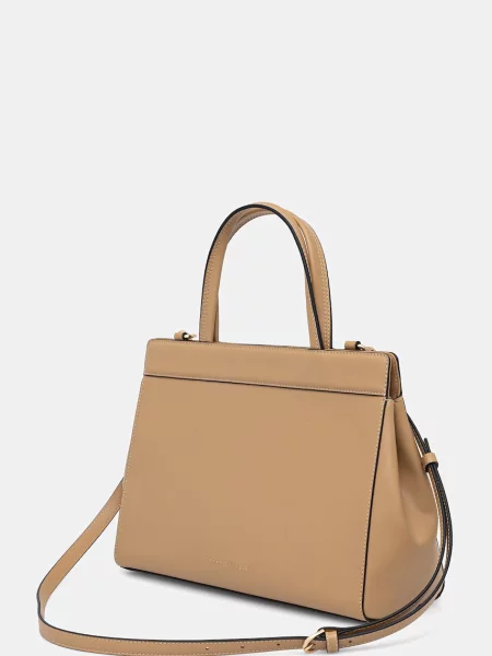 Tommy Hilfiger torebka shopper z imitacji skóry beżowa