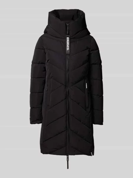 Płaszcz pikowany o kroju regular fit z nadrukiem z logo model ‘Darka’ Khujo czarny