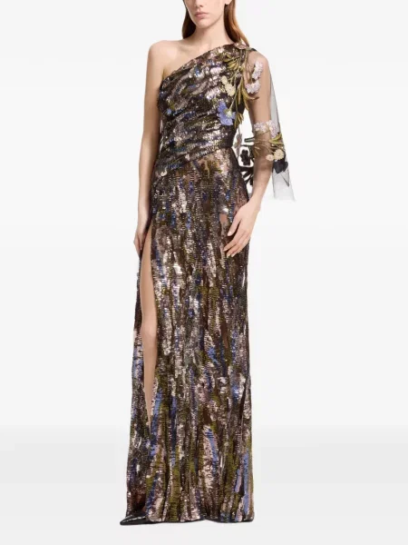 Rochie maxi Elie Saab cu paiete cu un umăr gol negru