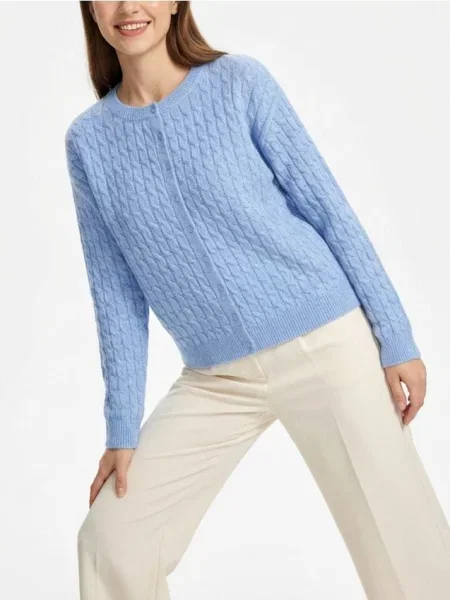 Кардиган з декоративним в’язаним візерунком light blue синій