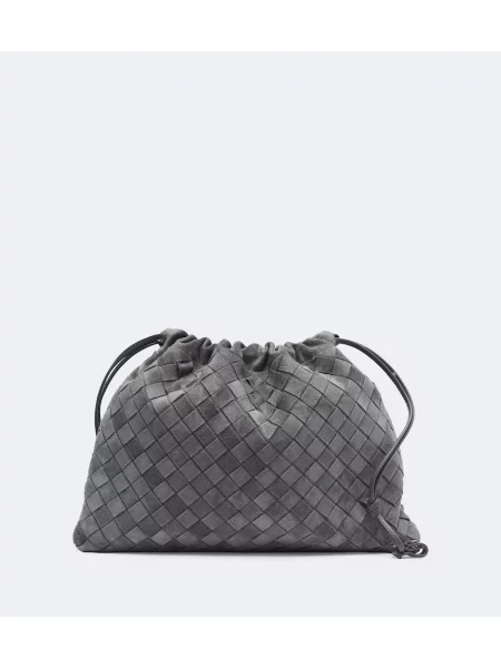Geantă Bottega Veneta din piele de căprioară gri