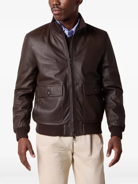 Gulerat geanta de piele Brooks Brothers maro