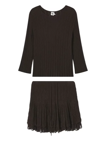 Dzianinowa mały spódnica mini B+ab prążkowana brązowa