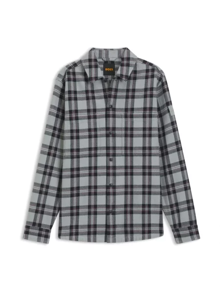 BOSS Orange koszula codzienna Mężczyźni Comfort Fit niebieski|szary M szara