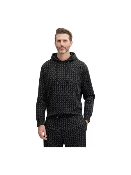 Bluza z kapturem Armani Exchange z kapturem z nadrukiem czarna