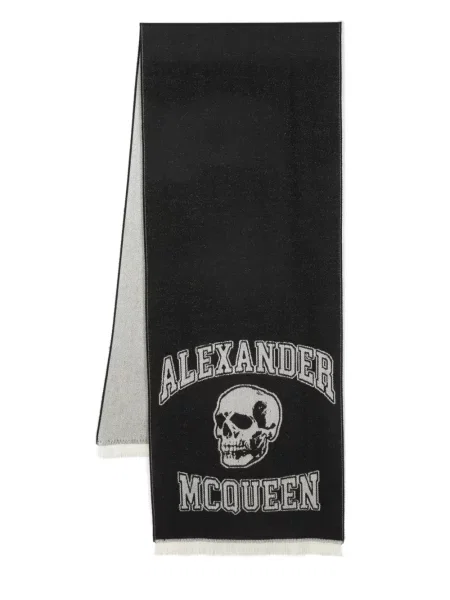 Fular Alexander Mcqueen de lână cu imagine negru