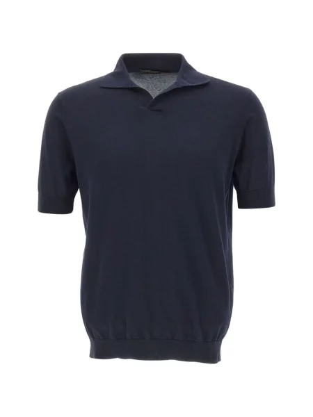 Оребрен риза Filippo De Laurentiis с V-образно деколте синьо