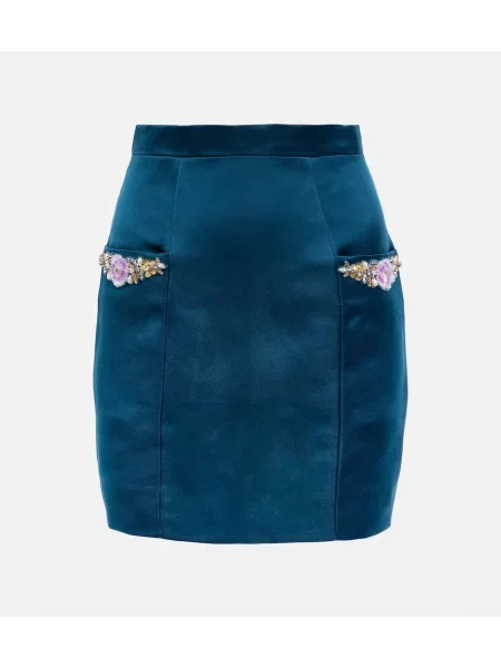 Jedwabna spódnica Miss Sohee z kryształkami niebieska
