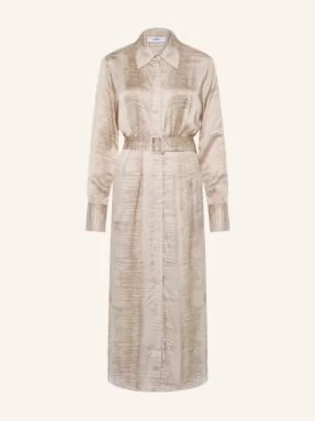 Reiss Sukienka Koszulowa Sienna Z Satyny beige beżowa