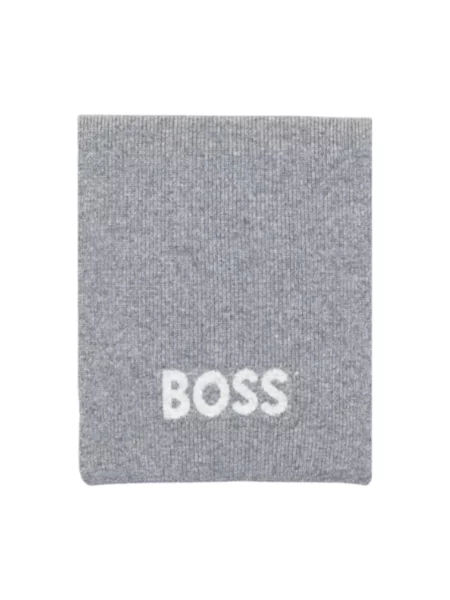 Dzianinowa szal Boss z nadrukiem szara