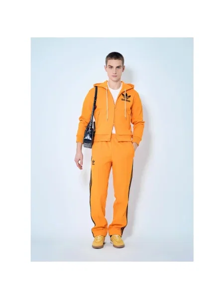 Bluza z kapturem Adidas z kapturem z logo pomarańczowa