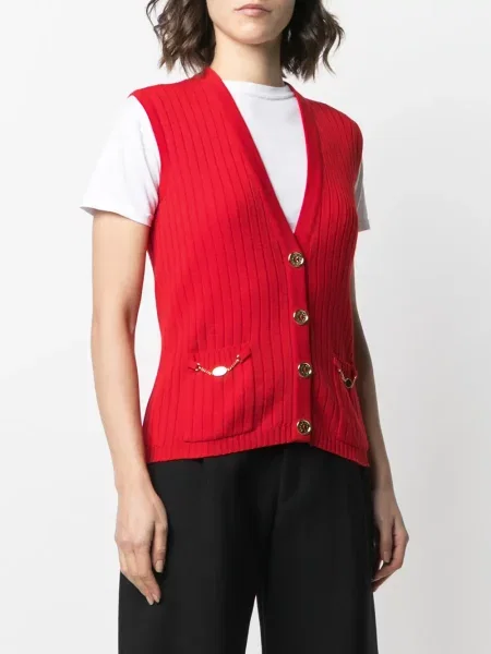 Pletená žebrovaná vesta Celine Pre-owned červená