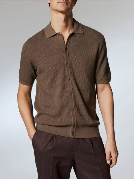 Поло Reserved коричневое