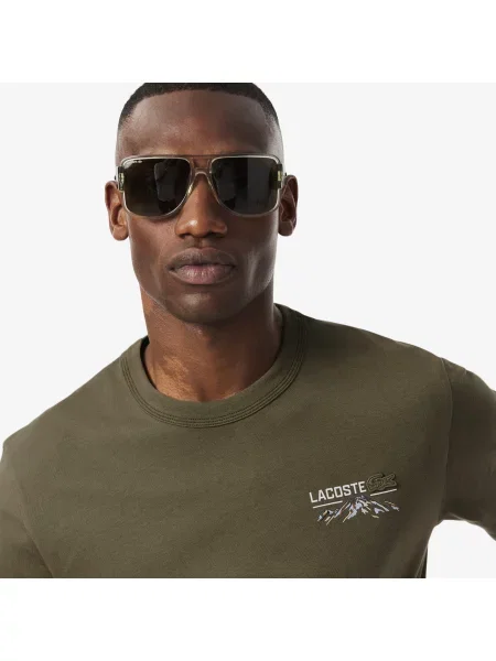 Lacoste T-Shirt Z Jerseyu Z Wielokolorowymi Nadrukami zielony