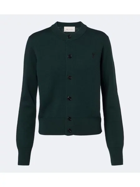 Cardigan Ami Paris de lână verde