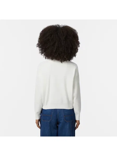 Lacoste Sweter Z Zamkiem I Warkoczowym Wzorem Kremowy biały