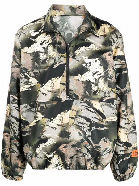 Geacă de vânt Heron Preston cu model camuflaj cu autograf verde