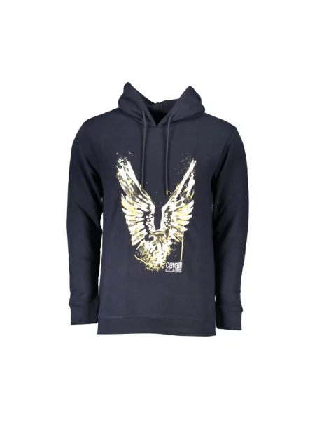 Bluza z kapturem Cavalli Class z kapturem elegancka niebieska