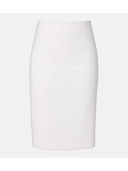 Fustă midi Versace de lână până la genunchi alb