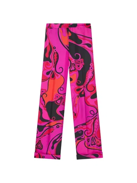 Pantaloni Pucci de mătase cu imagine roz