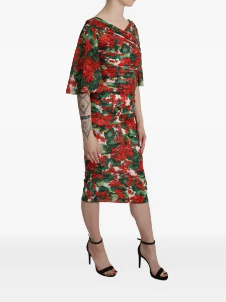 Rochie Dolce & Gabbana cu model floral cu imagine roșu
