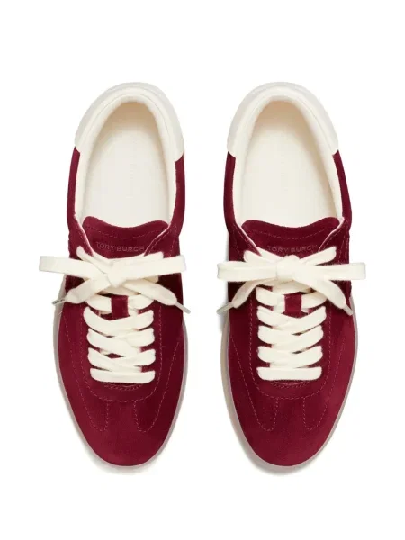Sneakerși Tory Burch din piele de căprioară roșu